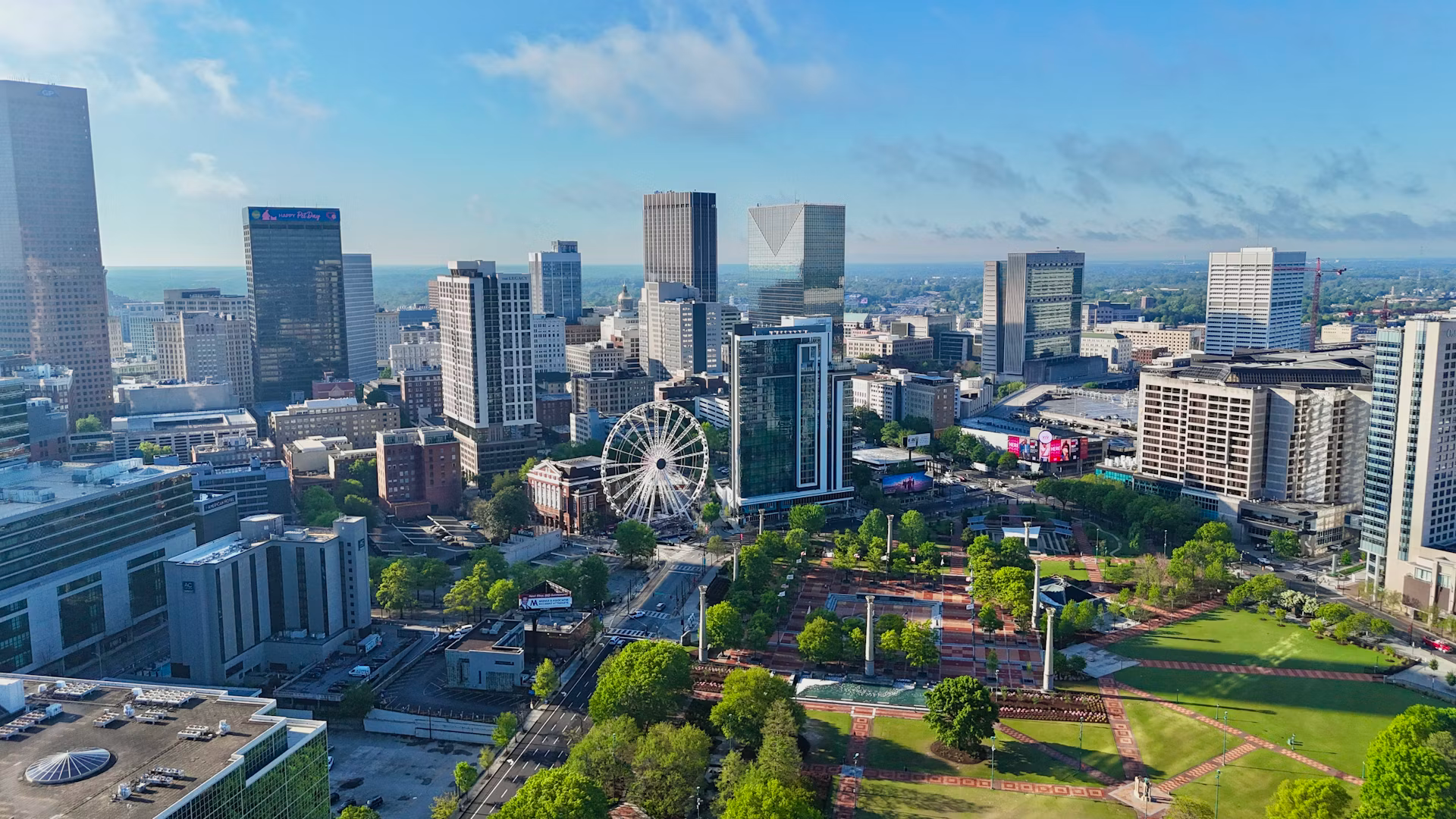 The Atlanta, Georgia skyline at dusk — the metro Mizell's serves